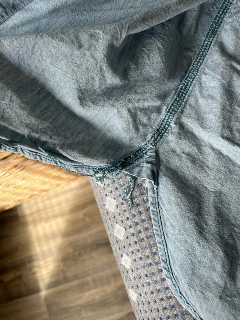 Vintage Light Wash Denim Shirt - Women's Light Blue Casual Button-Up - Picture 9 of 12